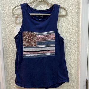 Lucky Brand American Flag Boho Tank Top with Some Sequins in the Flag
